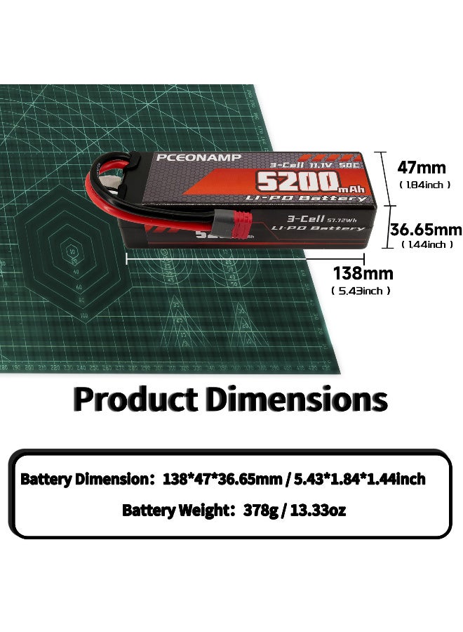 بيسيونأمب 3S ليبو بطارية 11.1V 50C 5200mAh مع T بوج عالية القدرة RC السيارات بطارية مناسبة لشاحنات سيارات RC 1/8 1/10 مركبات RC - Image 2