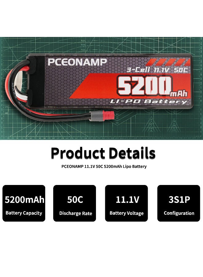 بيسيونأمب 3S ليبو بطارية 11.1V 50C 5200mAh مع T بوج عالية القدرة RC السيارات بطارية مناسبة لشاحنات سيارات RC 1/8 1/10 مركبات RC - Image 4