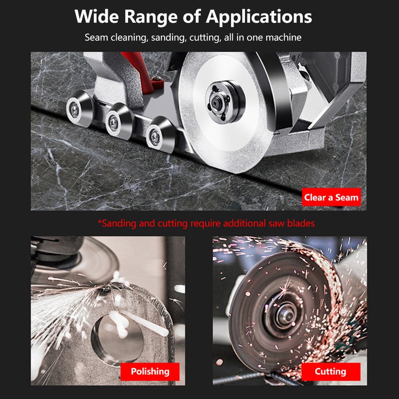 Tile Seam Cleaning Tool: Silver Stainless Steel Adjustable Compact Lightweight Angle Grinder Retrofit Tool - Easy Operation One-hand Push Rod Design for Home Renovation Floor Tile Cleaning - Image 4