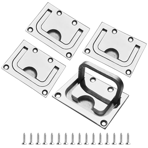 Engree 4Pcs Marine Grade 316 Stainless Steel Flush Lifting Handle Door Pull with Mount Screws for Boat Deck Hatch Handle and Home Furniture Recessed Pull Handle3 x 23inch - Image 1