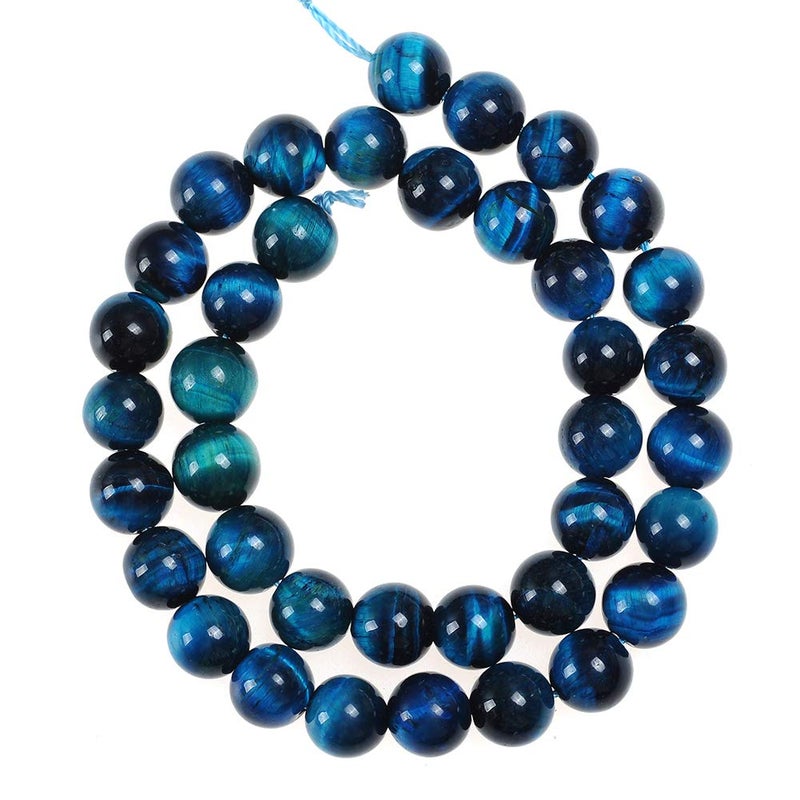 Natural Stone Beads 10mm Sky Blue Tiger Eye Gemstone Round Loose Beads Crystal Energy Stone Healing Power for Jewelry Making DIY1 Strand 15