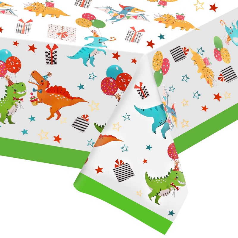 JHkim 2 Pack Dinosaur Graduation Tablecloths Dinosaur Table Cover for Birthday Dino Themed Party Decorations Supplies Kindergarten Preschool Grad Party Table Cloths for Kids Boy 52 X 87