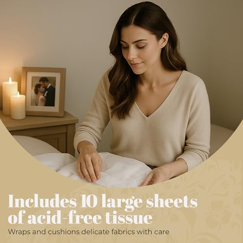 HANGERWORLD Wedding Dress Storage Box Bridal Gown Preservation Kit including 10 sheets of Archival Acid Free Tissue Paper (Small, White) - Image 5