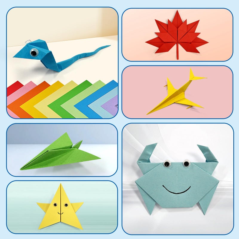 Enmousvan Origami Paper 6x6 Inch, Double Sided Color, 220 Sheets, 10 Fun & Distinct Colors, Child-Friendly, with DIY Accessory Kit for Hands-on Art and Craft Projects - Image 5