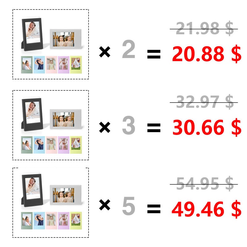 WOGOZAN Mini 3 Inch Film Picture Frame Colorful Wallet Size For Polaroid 2x3 Frame for Instax Mini 12/11/99/90/9/8/7+/EVO 2.15x3.4 Inches Film Photo Tabletop Display Use (7 Pack) - Image 2