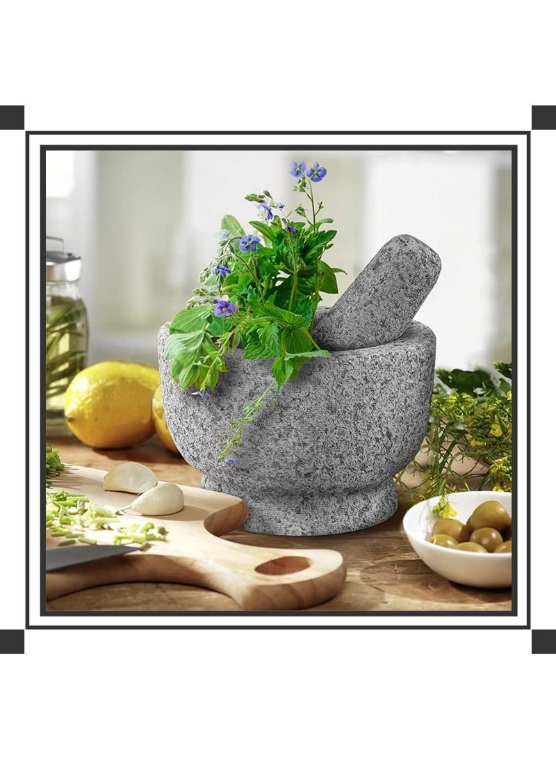 Arabest Natural Stone Mortar And Pestle Set, Molcajete Mexicano, Stone Mortar And Pestle, Guacamole Bowl, Spice Grinder Hand, Spice, Herb And Avocado Masher For Guacamole, Salsa And Pesto Crush - Image 4