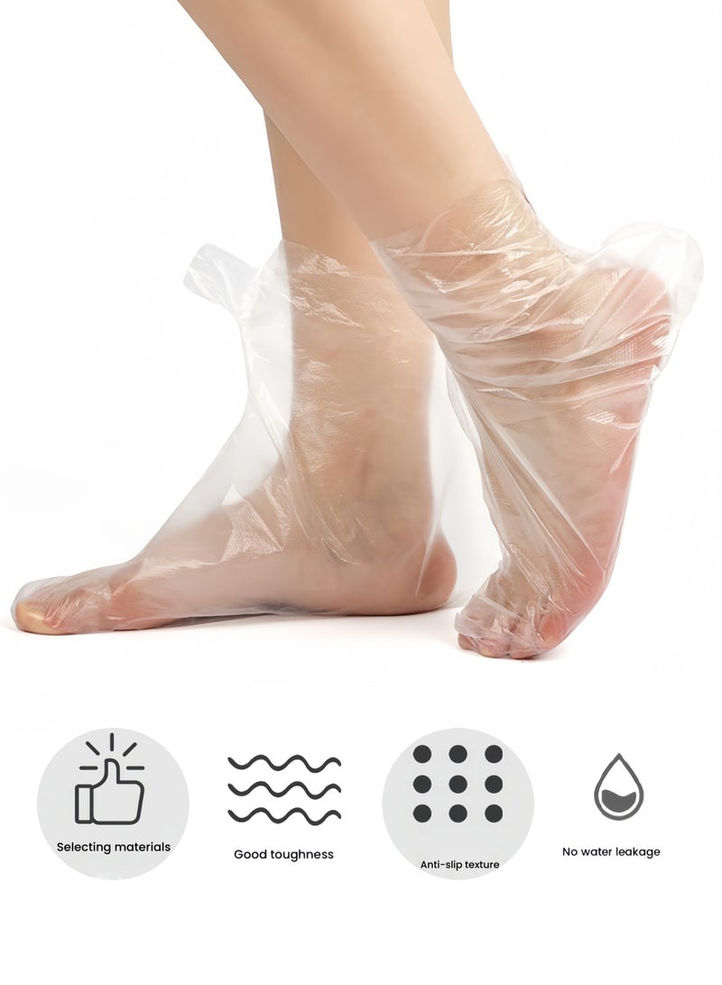 Generic 100 Pairs Disposable Plastic Clear Socks for Foot Spa, Hot Waxing Therapy(Including 100 Sealing Stickers) - Image 1