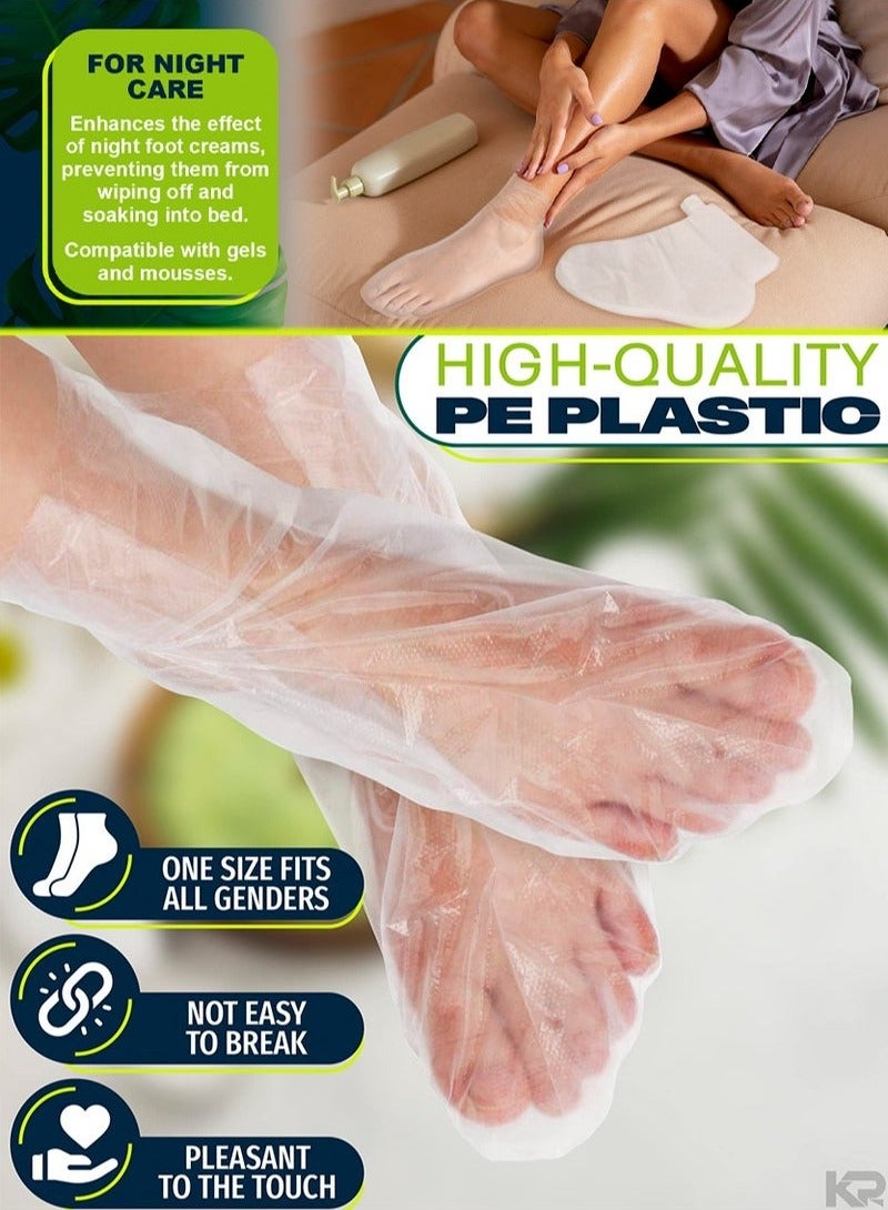 Generic 100 Pairs Disposable Plastic Clear Socks for Foot Spa, Hot Waxing Therapy(Including 100 Sealing Stickers) - Image 3