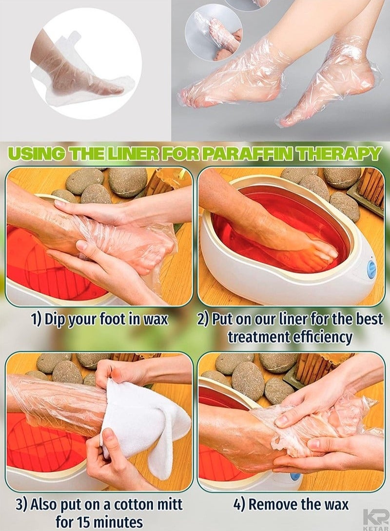 Generic 100 Pairs Disposable Plastic Clear Socks for Foot Spa, Hot Waxing Therapy(Including 100 Sealing Stickers) - Image 4