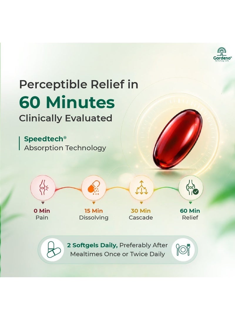 Gardeno Fast-Acting Pain Relief Supplement | Rhuleave-K® with Curcumin+ Boswellia Blend | Muscle Recovery, Joint Support & Menstrual Cramp Relief | Rhulief – 60 Softgels (500 mg) - Image 5