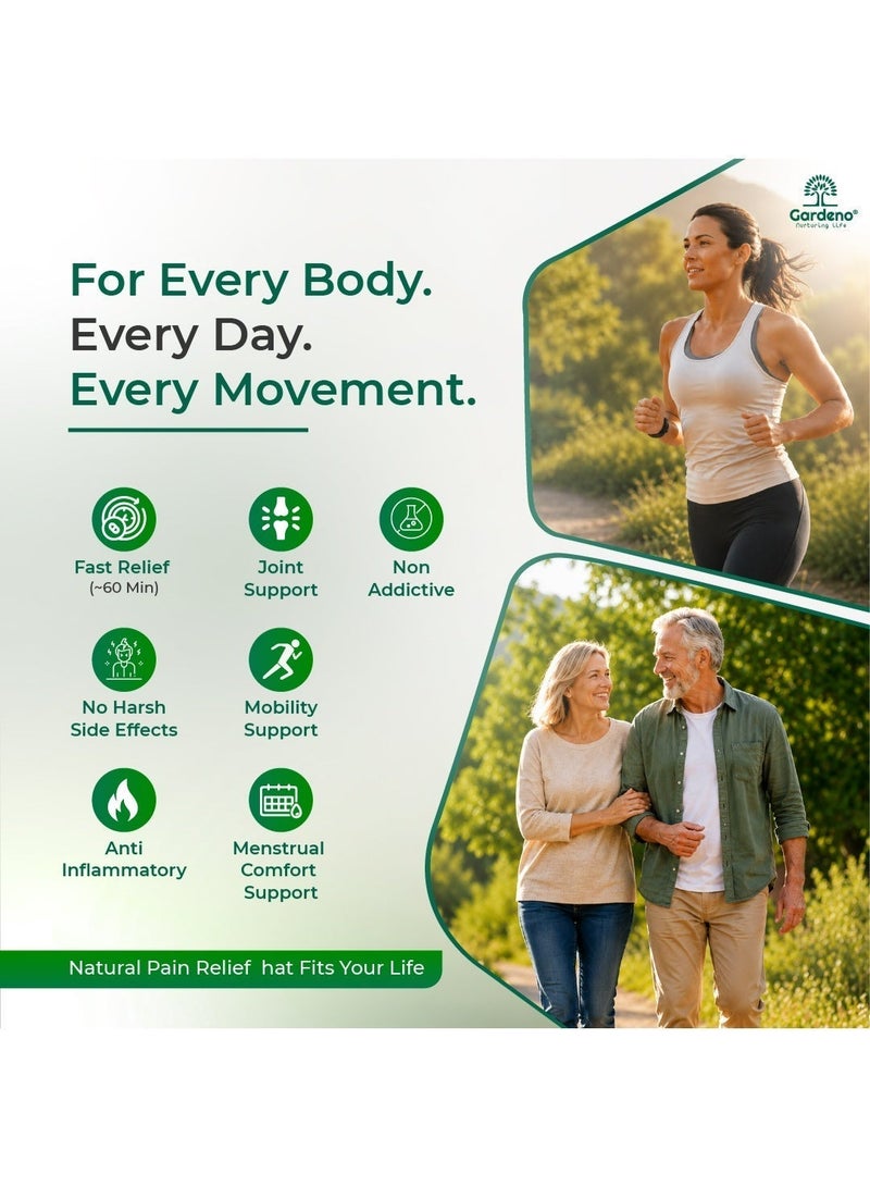 Gardeno Fast-Acting Pain Relief Supplement | Rhuleave-K® with Curcumin+ Boswellia Blend | Muscle Recovery, Joint Support & Menstrual Cramp Relief | Rhulief – 60 Softgels (500 mg) - Image 4