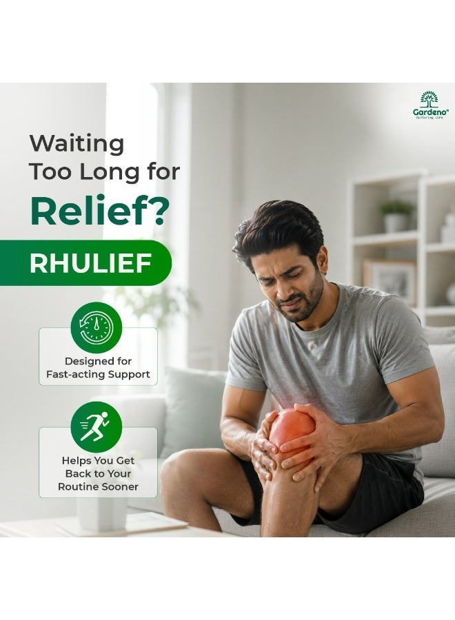 Gardeno Fast-Acting Pain Relief Supplement | Rhuleave-K® with Curcumin+ Boswellia Blend | Muscle Recovery, Joint Support & Menstrual Cramp Relief | Rhulief – 60 Softgels (500 mg) - Image 2