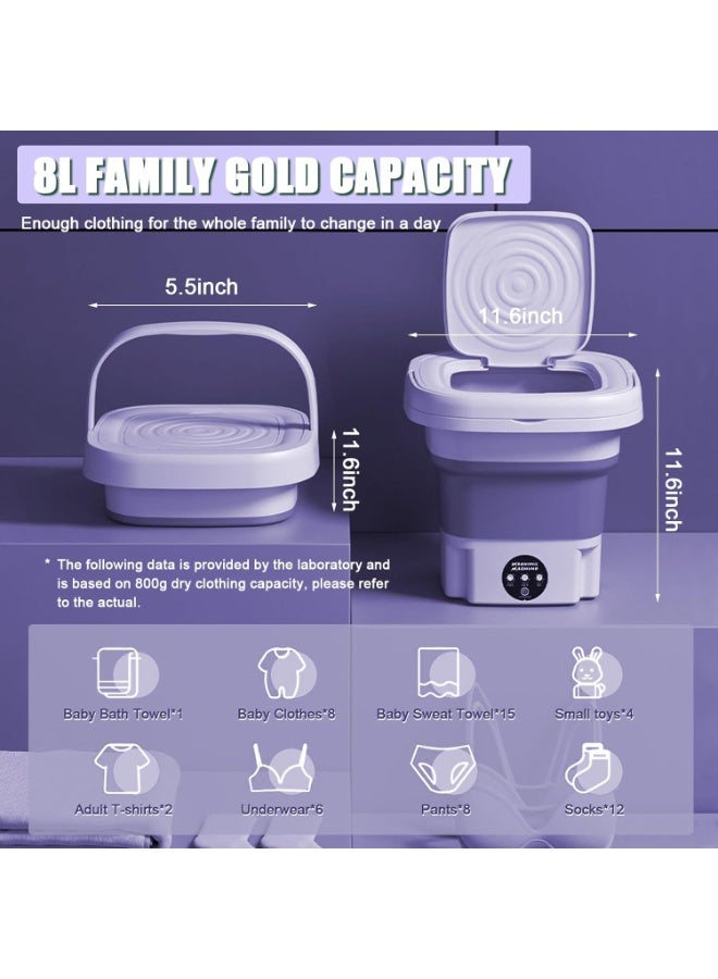 غسالة ملابس صغيرة محمولة قابلة للطي متعددة الألوان – غسالة كهربائية ميني للملابس الداخلية والجوارب والملابس الخفيفة – غسالة سفر عملية موفرة للمساحة للاستخدام المنزلي والرحلات - Image 4