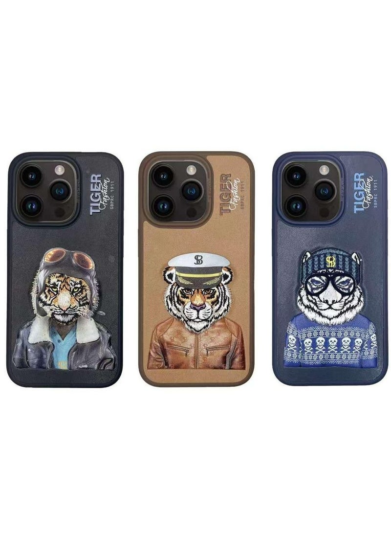 SANTA BARBARA POLO & RACQUET CLUB - Polo Tiger Series Leather Phone Case for iPhone 15 Pro | Premium Genuine Leather with 3D Raised Letters & Embroidered Design | Ultra-Slim, Shockproof, Scratch-Resistant, Drop-Tested Protection - Black - Image 1