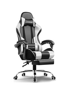 GTPLAYER Gaming Chair – Massage Cushion, Premium PU Leather, Ergonomic Design with Footrest, 360° Swivel, Adjustable Neck & Lumbar Pillow for Back Support, Home & Office Chair (White)  - Image 1