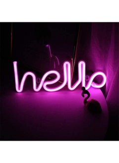 Neon Sign LED Hello Shape Light Wall Decor Night Lamp Purple 34 x 11.5cm,Marquee Signs/Wall Decor for ,Birthday Party,Kids Room,Living Room,Wedding Party Supplies(Pink Hello)