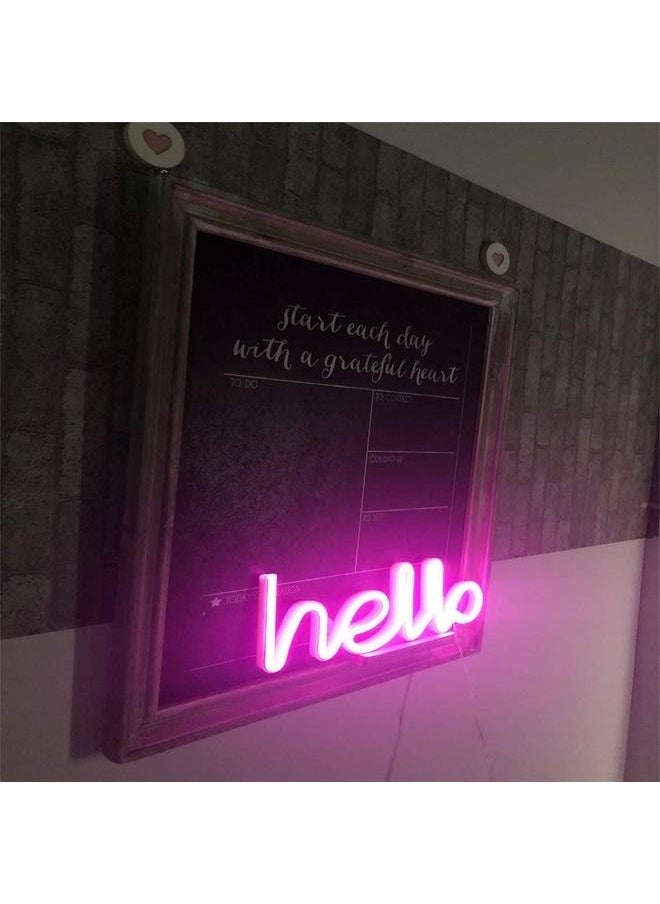 Generic - Neon Sign LED Hello Shape Light Wall Decor Night Lamp Purple 34 x 11.5cm,Marquee Signs/Wall Decor for ,Birthday Party,Kids Room,Living Room,Wedding Party Supplies(Pink Hello) - Image 1