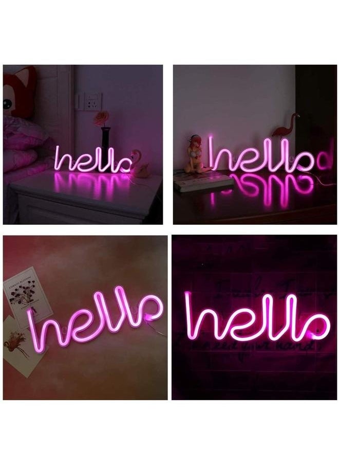 Generic - Neon Sign LED Hello Shape Light Wall Decor Night Lamp Purple 34 x 11.5cm,Marquee Signs/Wall Decor for ,Birthday Party,Kids Room,Living Room,Wedding Party Supplies(Pink Hello) - Image 1