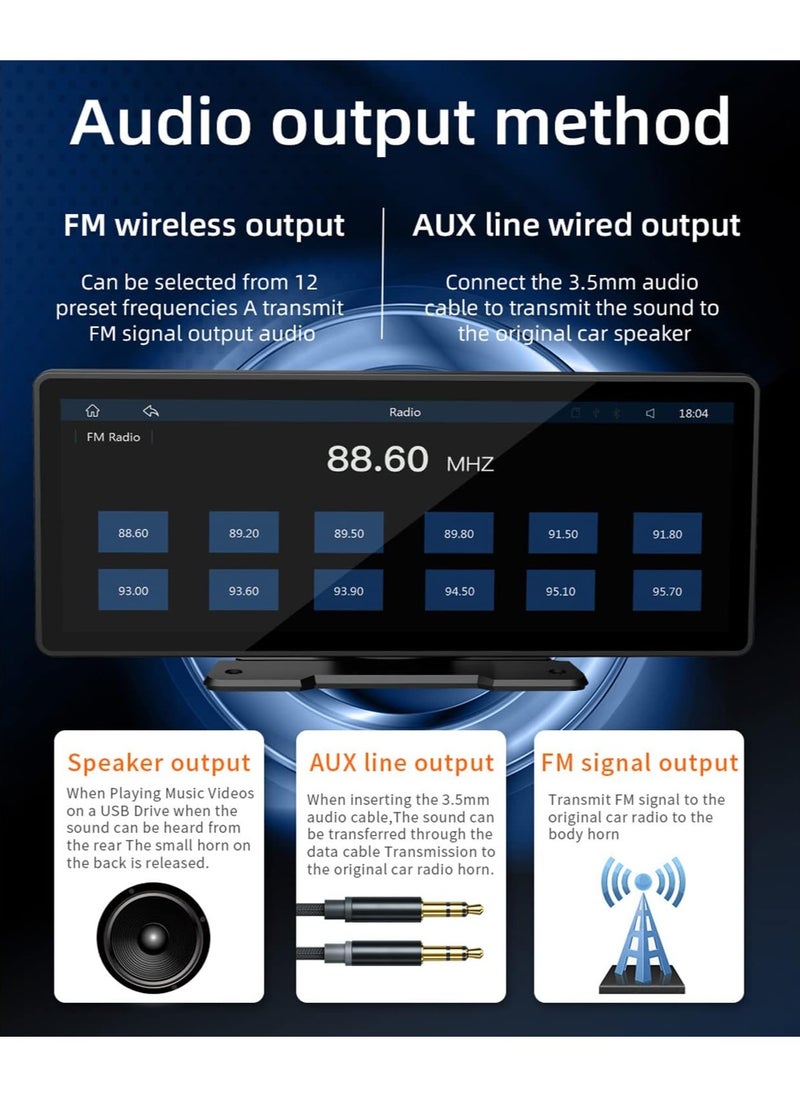 Generic - 9.3 Inch Car Touch Screen Wireless Carplayer Android Auto Car Portable Radio Bluetooth MP5 with Mirror Link FM Transmitter AUX Output USB TF - Image 1