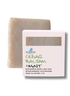 BLUEBYRD SOAP CO. Bluebyrd Soap Co. Cedar Balsam + Mint Solid Shampoo & Body Wash Soap Bar | 100% All Natural Multi-Purpose Bars -Refreshing Menthol Scent | Pure Essential Oil, Vegan, Organic (Cedar Mint) 