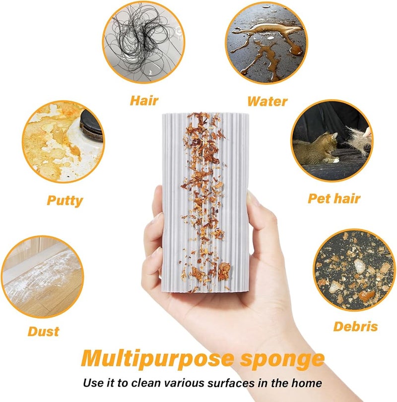YFUIF 4-Pack Sponges Cleaning Brush, Reusable Dusters for Household Use, Baseboard Cleaner Tool Supplies Scrub Fan Ceiling Kitchen Dish Blinds Glass Window Track Grooves and Faucets - Image 4