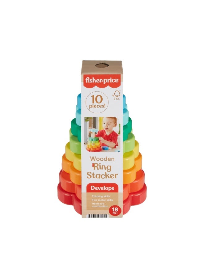 Fisher-Price Fisher-Price Wooden Ring Stacker (10 Pieces)  - Image 1