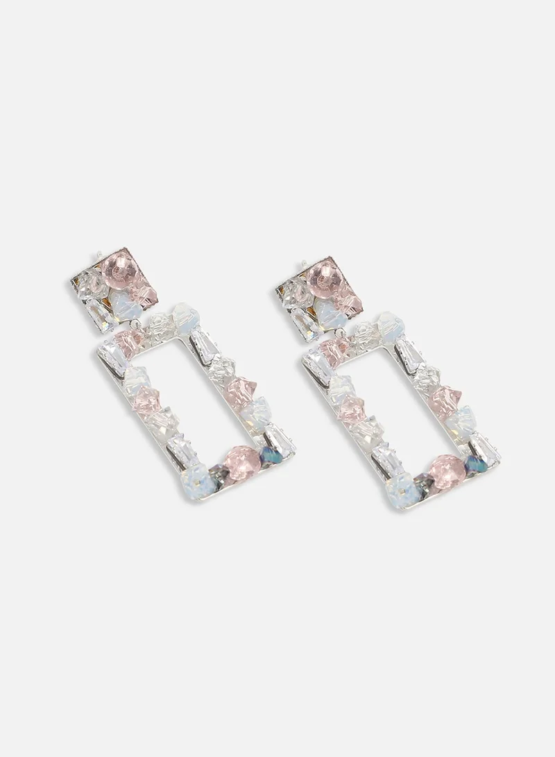 سوهي قرط متدلي من الحجر مصمم للحفلات مطلي بالذهب