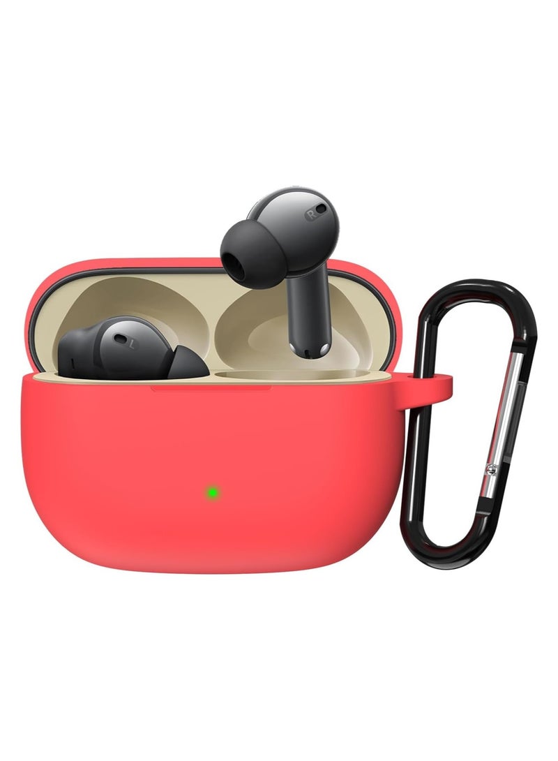 Soft Silicone Cover For Realme Buds T300 TWS Earbuds Case With Hook Antifall Protective Sleeve Accessories (Red) - Image 1