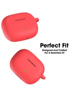 Generic Soft Silicone Cover For Realme Buds T300 TWS Earbuds Case With Hook Antifall Protective Sleeve Accessories (Red)  - Image 5
