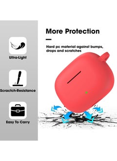 Generic Soft Silicone Cover For Realme Buds T300 TWS Earbuds Case With Hook Antifall Protective Sleeve Accessories (Red)  - Image 2