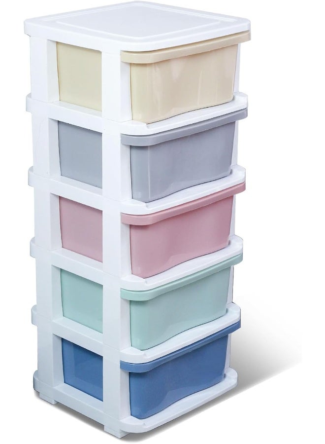 SKY-TOUCH Drawer Storage Cabinet Organizer, Multi-Color 5-Tiered Organizer Drawers with Removable Wheels for Home Storage  - Image 1