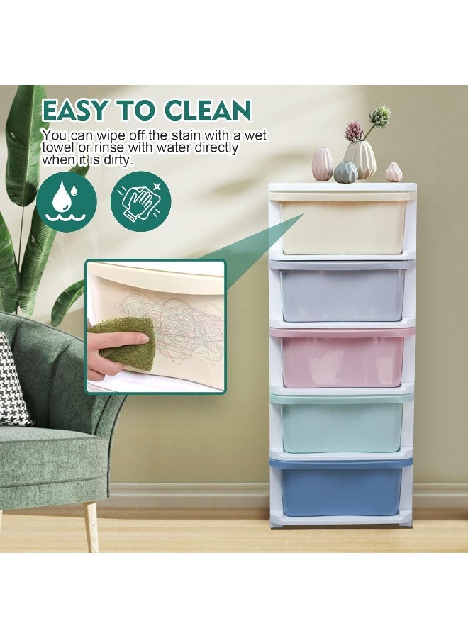 SKY-TOUCH Drawer Storage Cabinet Organizer, Multi-Color 5-Tiered Organizer Drawers with Removable Wheels for Home Storage  - Image 4