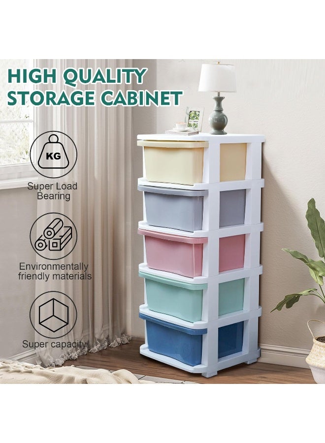 SKY-TOUCH Drawer Storage Cabinet Organizer, Multi-Color 5-Tiered Organizer Drawers with Removable Wheels for Home Storage  - Image 3