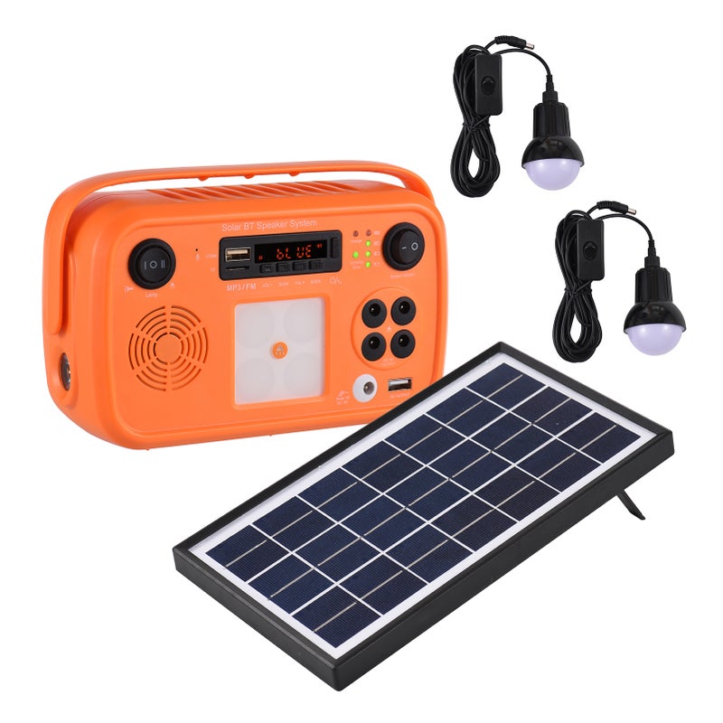 Solar BT Speaker System with Emergency Charging & Lighting BT FM Radio/MP3 Play LED-Light Voice Call Multi-function Wireless Player for Camping Party Travel - Image 2
