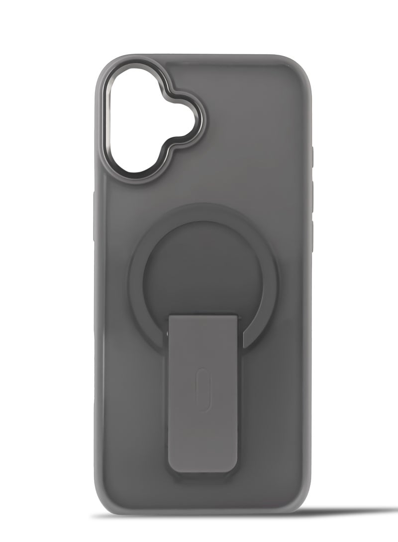 Luxury For Magsafe Folding Stand Magnetic Phone Case For iPhone 16 Plus Matte Translucent Back Cover Caps (Titanium)