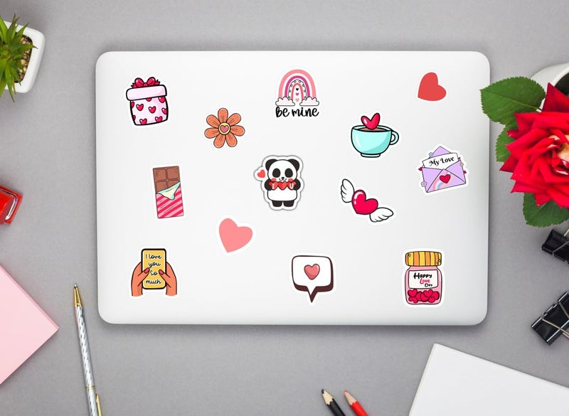 TOWNBUS | 38 Love Stickers | Perfect for Valentine Gift,laptops,Mobiles,waterbottles,Journals,Scrapbookings etc-Self-Adhesive - Image 2
