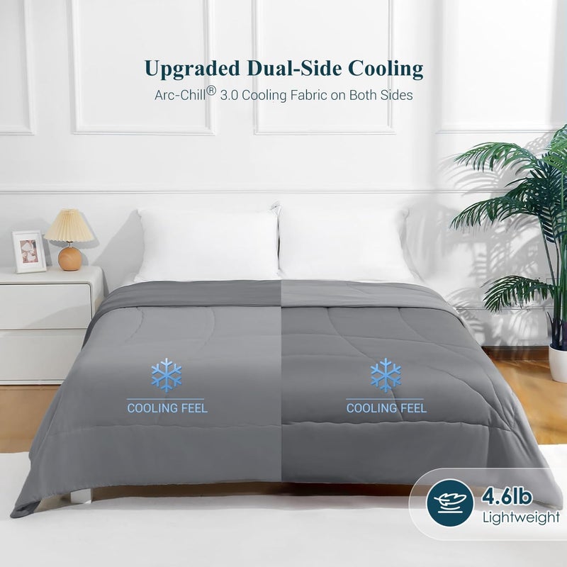 Elegear Revolutionary Cooling Comforter Queen - Absorbs Body Heat, Japanese Arc-Chill 3.0 Tech Fabric for Hot Sleepers, Hypo-Allergenic Summer Blanket, Gray - Image 4