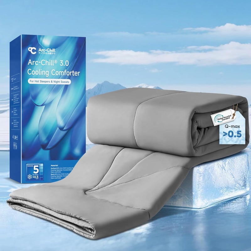 Elegear Revolutionary Cooling Comforter Queen - Absorbs Body Heat, Japanese Arc-Chill 3.0 Tech Fabric for Hot Sleepers, Hypo-Allergenic Summer Blanket, Gray - Image 1
