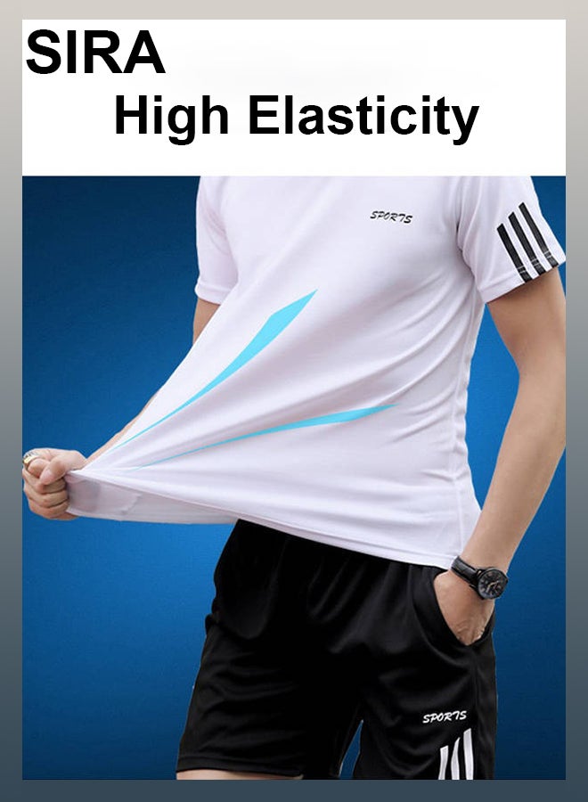 SIRA Men's Breathable Sports Set - Lightweight Quick-Dry T-Shirt & Shorts, Ultra Soft Comfort Fit for Travel/Home/Outdoor - Image 3