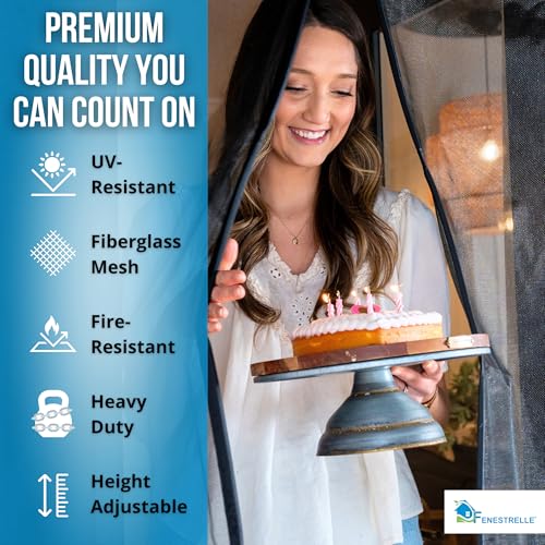 Fenestrelle Magnetic Screen Door for French & Sliding Door – Heavy Duty, Hands Free Fiberglass Mesh with Self Closing Magnetic Seal, White Trim – Fits 70" x 80" Doors (Screen Size 72" x 82") - Image 3
