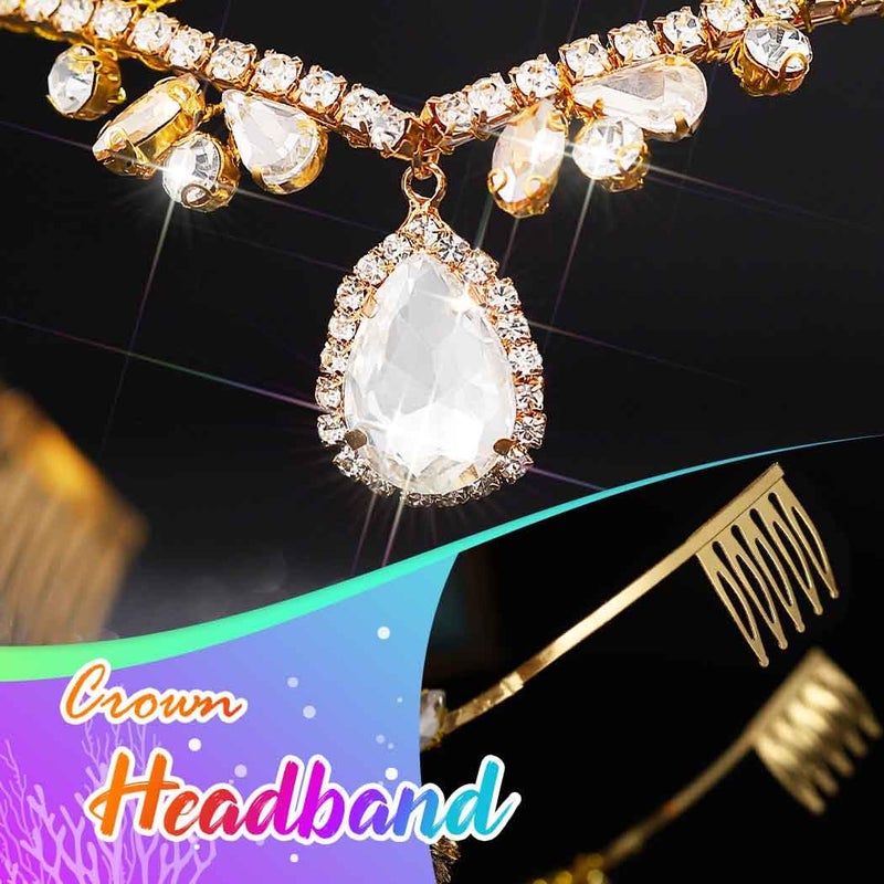 CLOACE Rhinestone Headband Gold Leave Pendant Headpiece Bride Wedding Crystal Hair Accessories for Women and Adult - Image 4