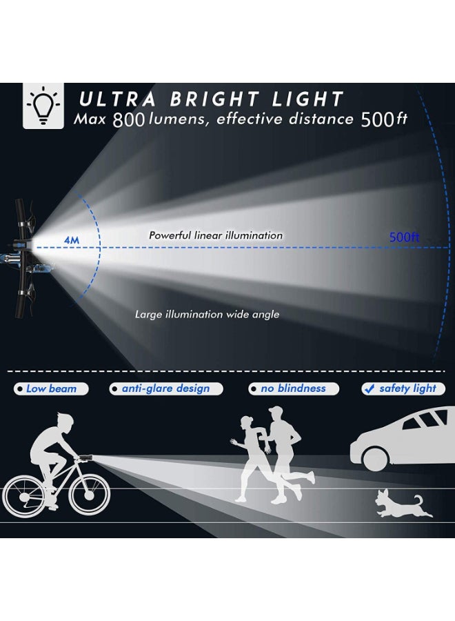 Generic Bicycle Computer Front and Tail Bike LED Light Combo Set, Horn and Speedometer, USB Rechargeable with Long Battery Life IPX5 Waterproof, 4 Lighting Modes, Fits All Mountain & Road Bikes  - Image 5