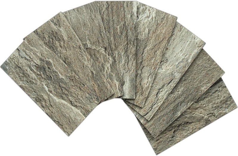 AULIGET 4-Piece Faux Stone Peel and Stick Backsplash Wall Tiles, 3" x 6" Apache Brown Rock PVC Stick on Tile for Backsplash Kitchen, Bathroom, Laundry Room, Camper, Fireplace - Image 1