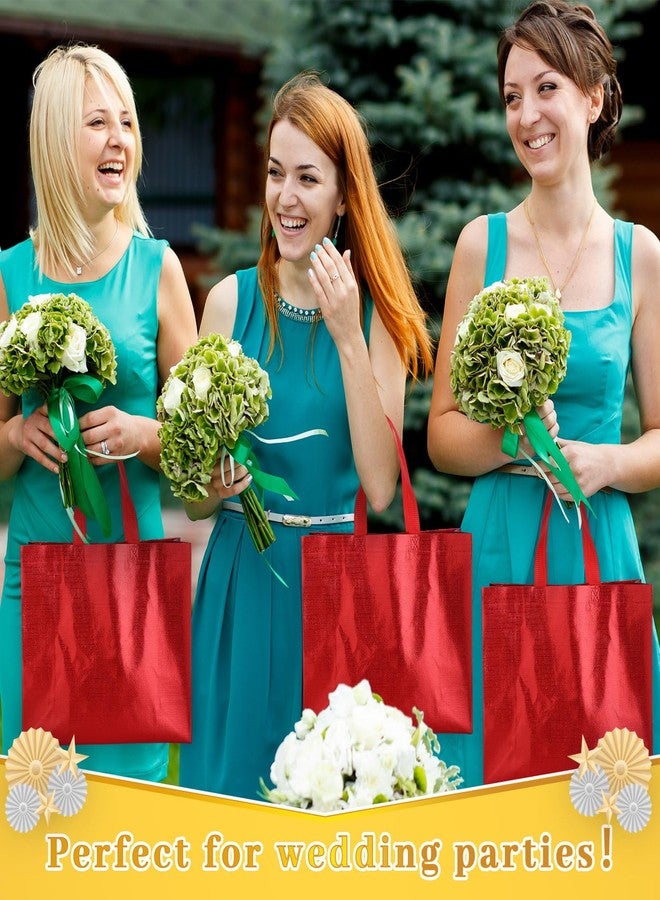 Epakh 48 Pcs Red Reusable Gift Bag with Handle 12.2 x 4.72 x 11.02 Inch Wedding Reusable Grocery Tote Gift Bag Bulk Non Woven Bridesmaid Goodie Bags for Wedding Baby Shower Birthday Party Favor - Image 5