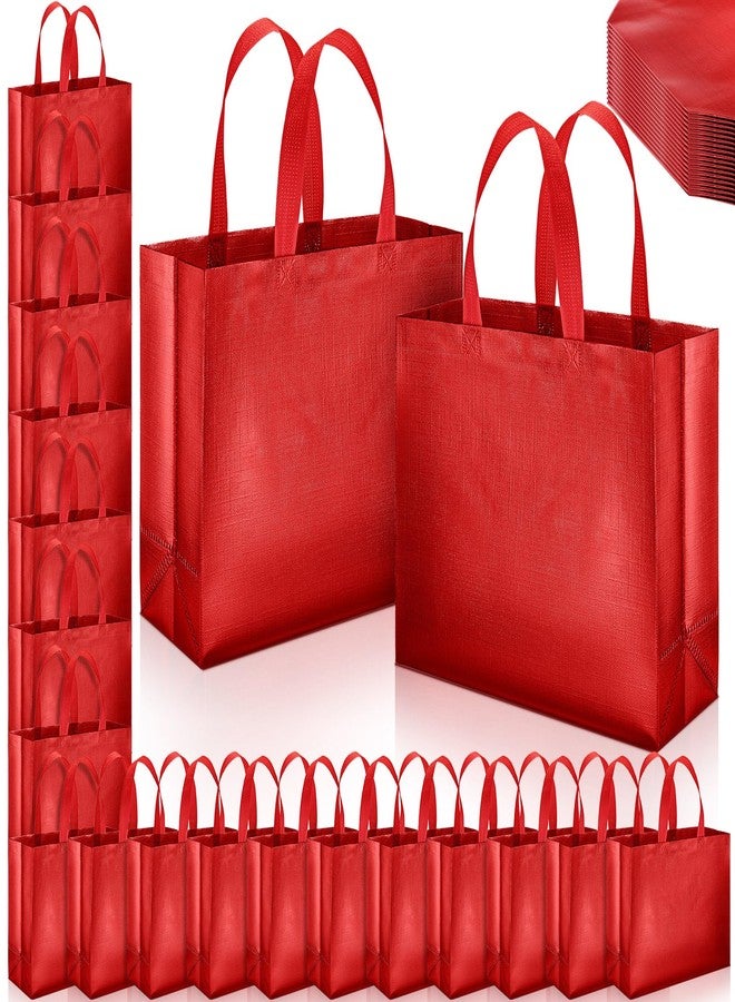 Epakh 48 Pcs Red Reusable Gift Bag with Handle 12.2 x 4.72 x 11.02 Inch Wedding Reusable Grocery Tote Gift Bag Bulk Non Woven Bridesmaid Goodie Bags for Wedding Baby Shower Birthday Party Favor - Image 1