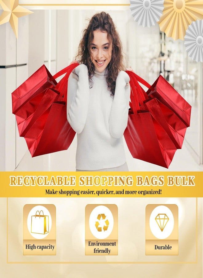 Epakh 48 Pcs Red Reusable Gift Bag with Handle 12.2 x 4.72 x 11.02 Inch Wedding Reusable Grocery Tote Gift Bag Bulk Non Woven Bridesmaid Goodie Bags for Wedding Baby Shower Birthday Party Favor - Image 3