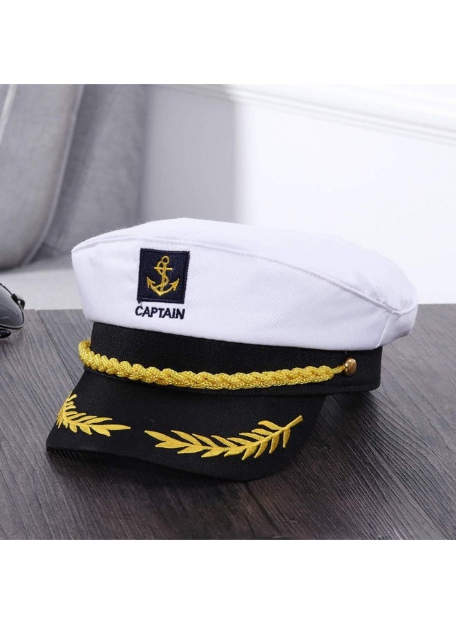 BESTOYARD Captain Yacht Hat Cap Costume Hat Sailor Marine Admiral Hat for Halloween Costume Accessory, 8.6 x 6 x 2'' White  - Image 2