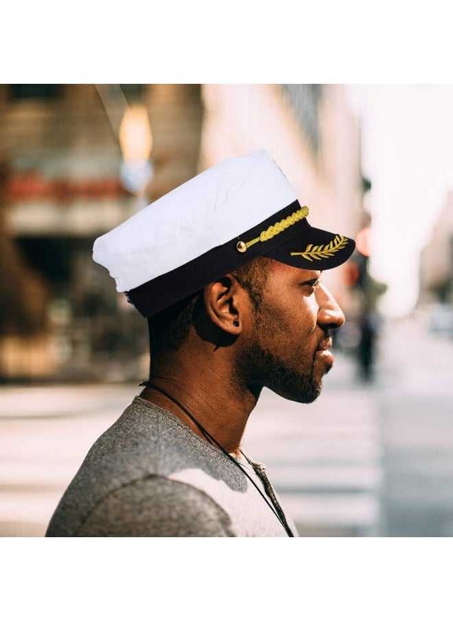 BESTOYARD Captain Yacht Hat Cap Costume Hat Sailor Marine Admiral Hat for Halloween Costume Accessory, 8.6 x 6 x 2'' White  - Image 3