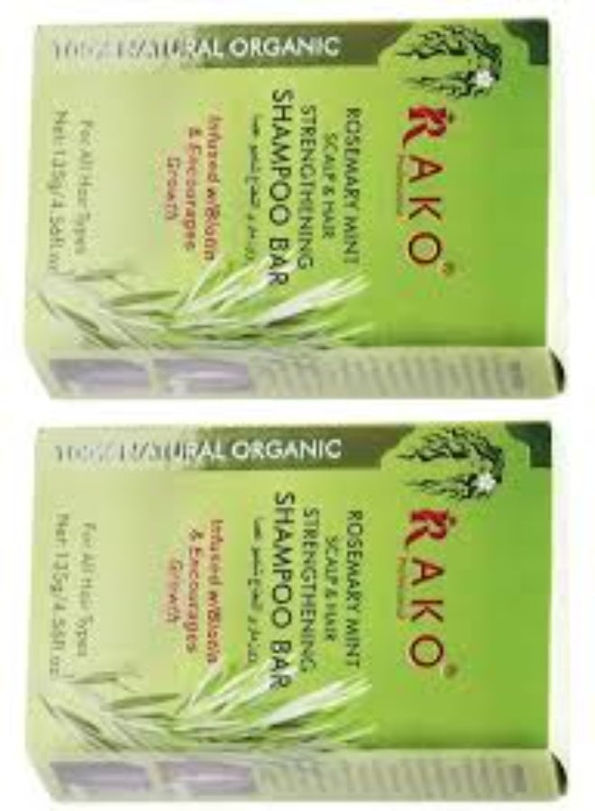 RAKO Two Pieces of Rosemary Mint Scalp & Hair Strengthening Shampoo Bar 135 g