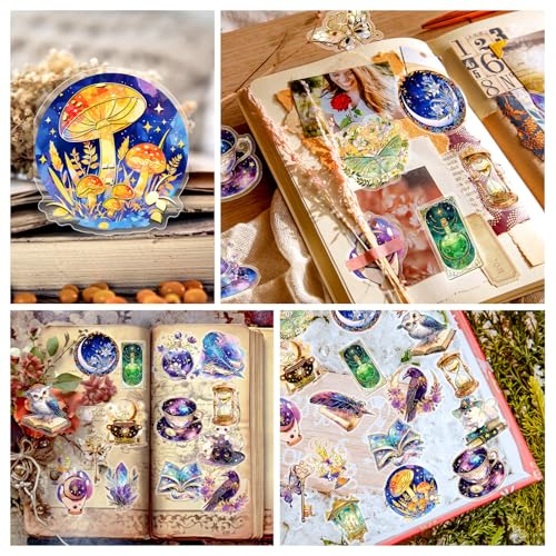 YOKSAS Holographic Gold Foil Witch Astrology Stickers - 30Pcs Transparent Mysterious Witch Stuff Stickers for Scrapbook, Journals, Stationery, Notebook - Image 4